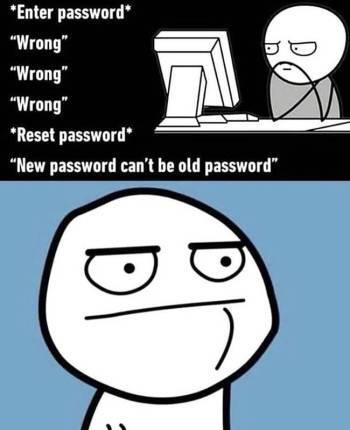 A Picture sating that new password can't be old password