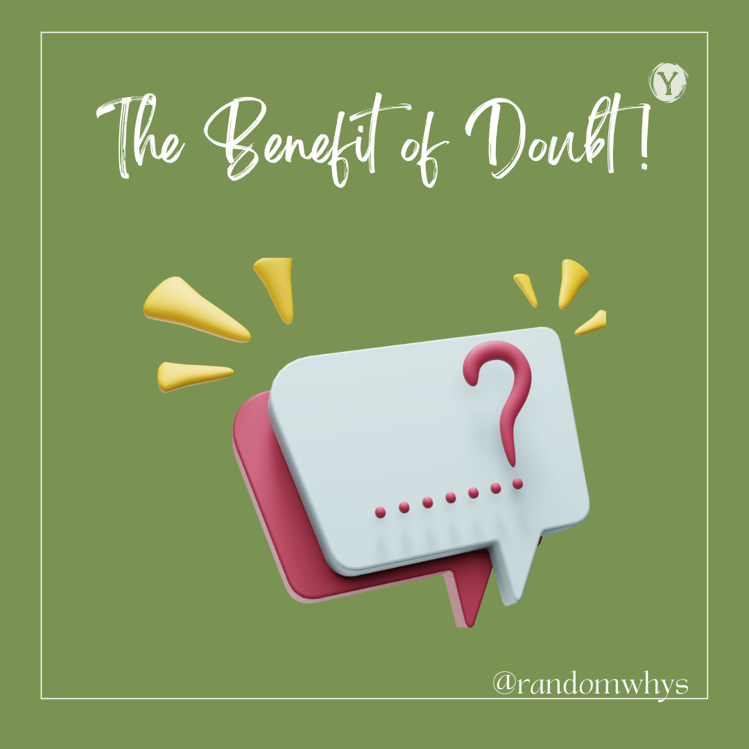 3D speech bubble with a question mark and exclamation points, representing the phrase "The Benefit of Doubt.