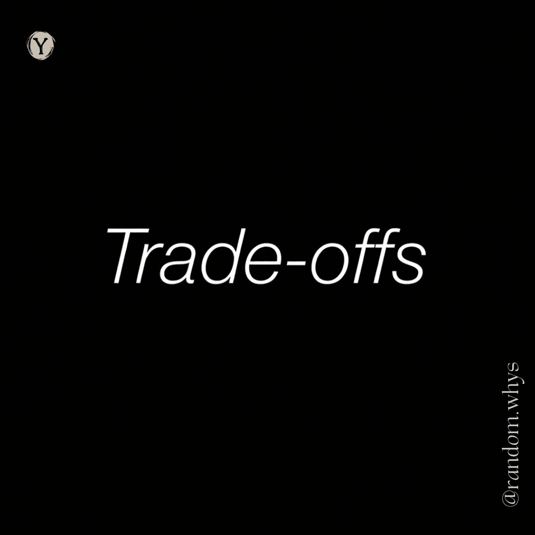 A minimalist graphic on a solid black background featuring the word "Trade-offs" in white, sans-serif typography.